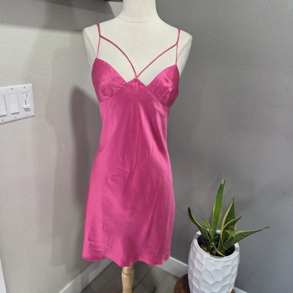 Victoria's Secret Fuchsia Silk Chemise